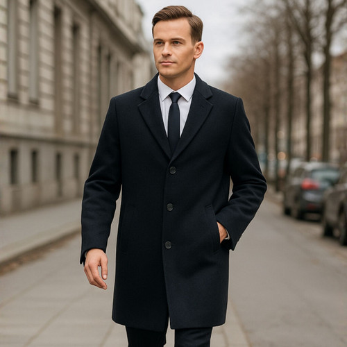 Alpine Swiss Luke Mens Wool Blend Overcoat Single Breasted Topcoat
